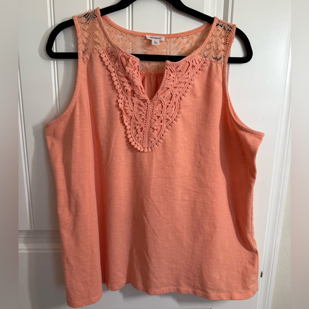 Westport Coral Lace Accent Tank Top size XL